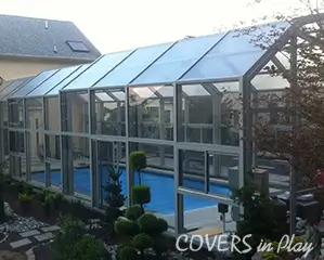 Sideview of enclosure attached against house